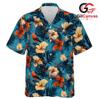 Vibrant Floral Hawaiian Shirt, Tropical Beach Vacation Unisex Summer Style