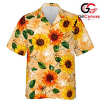 Vibrant Sunflower Floral Shirt, Unisex Tropical Beach Wear For Summer Season