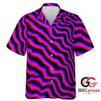 Vibrant Wavy Tee Hawaiian Shirt For Summer Beach Wear Unisex Casual Apparel