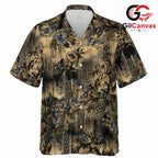 Vintage Blue Peony Grunge Shirt, Unisex Tropical Beach Summer Vacation Apparel