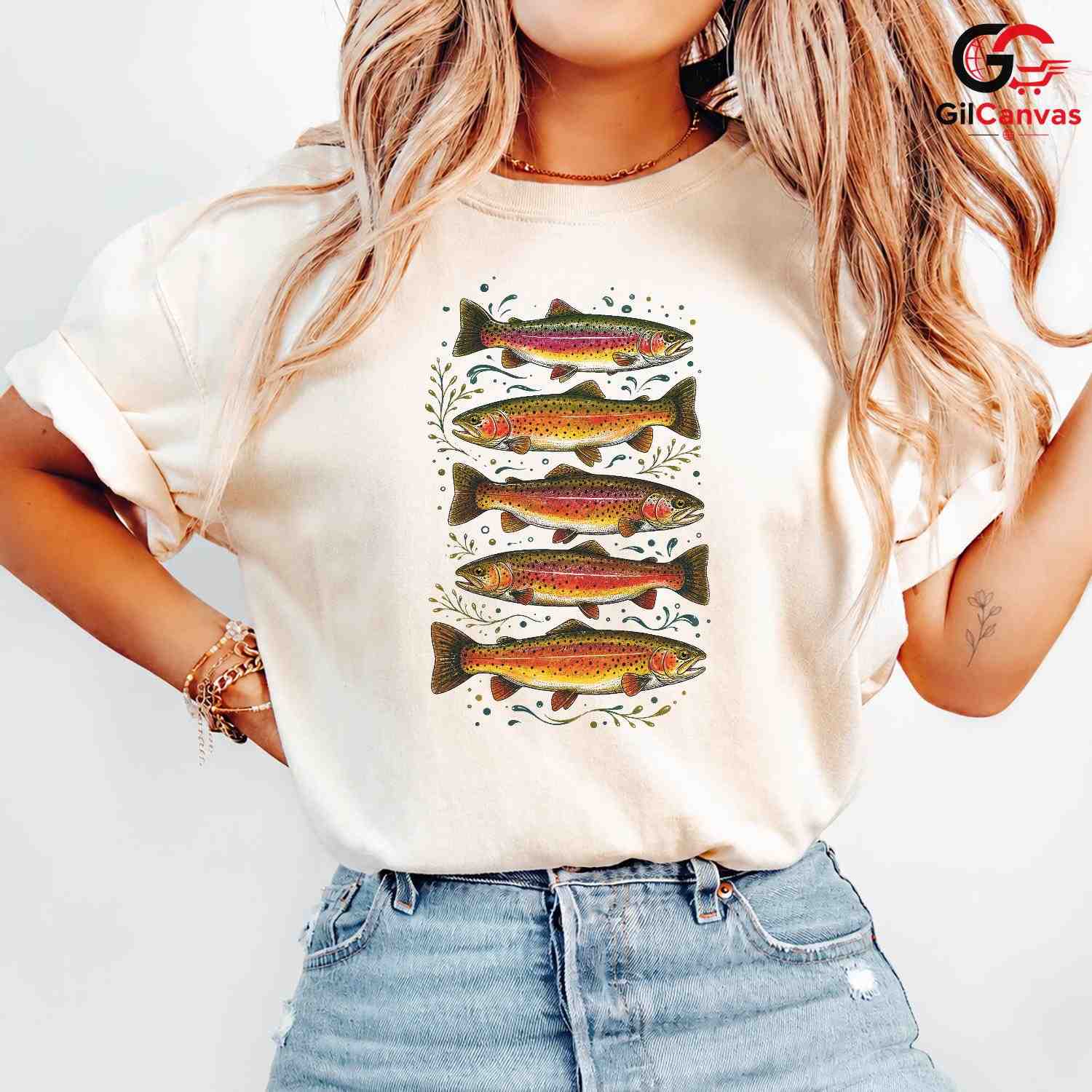 Vintage Eco Friendly Fish T-Shirt Nature Summer Adventure Unisex Apparel