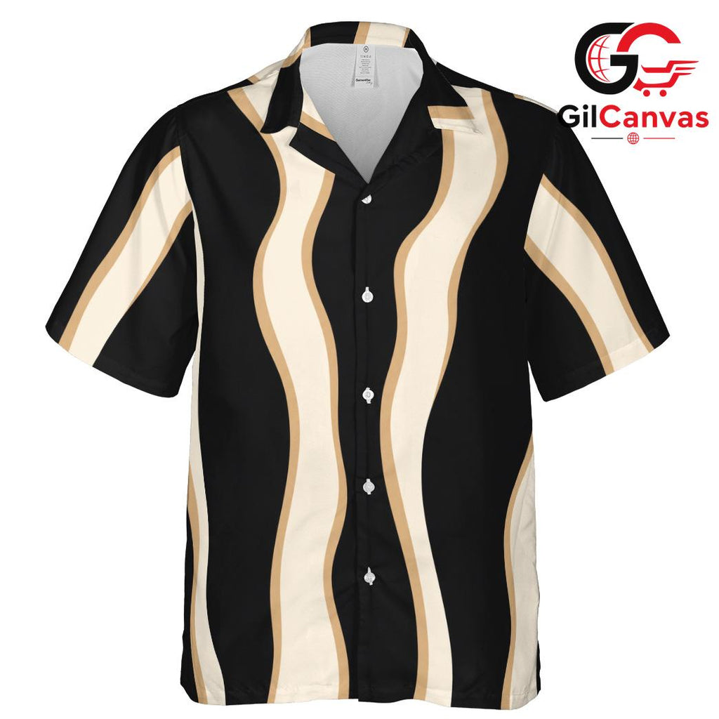 Wavy Design Beach Hawaiian Tee, Casual Unisex Apparel for Summer Vacations