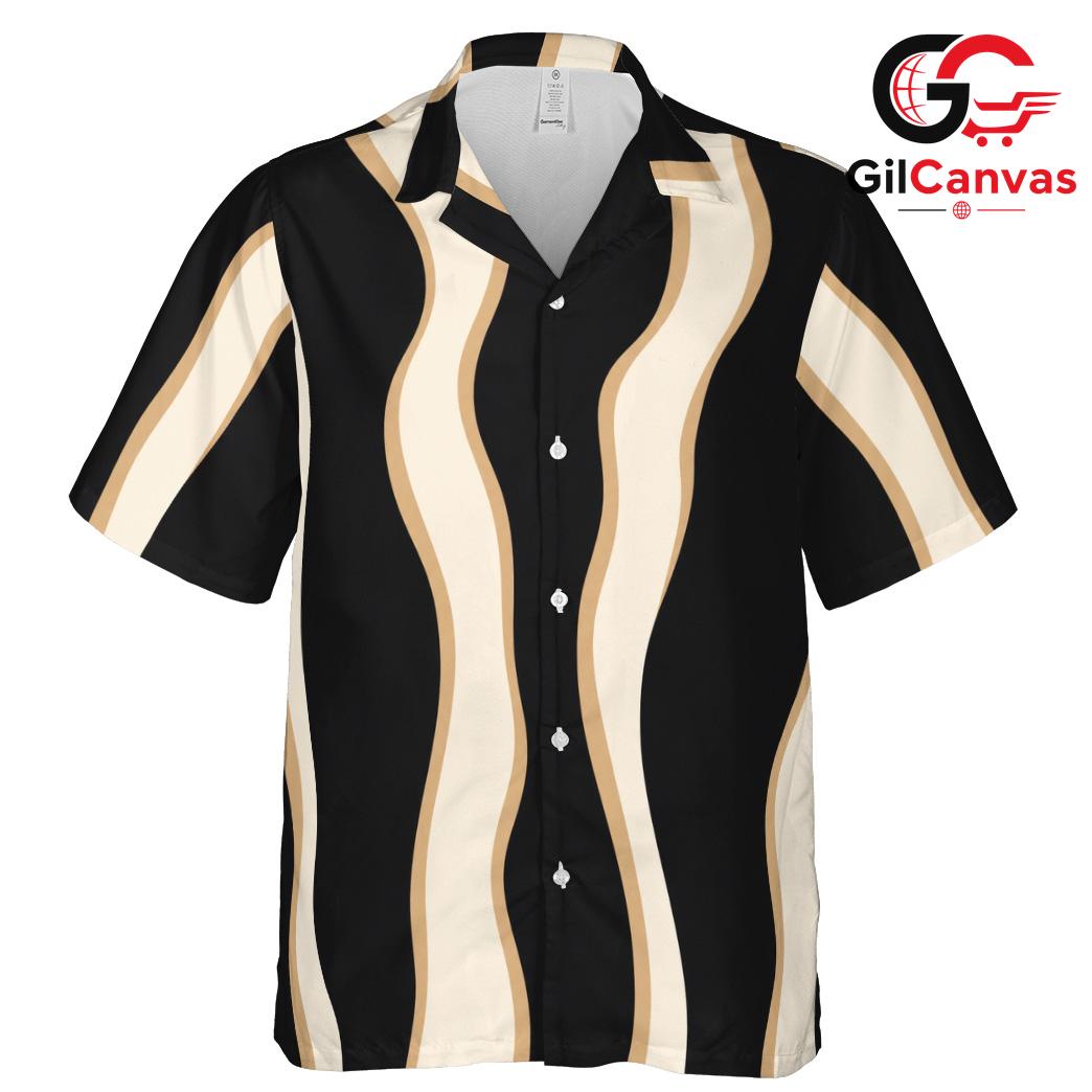 Wavy Design Beach Hawaiian Tee, Casual Unisex Apparel for Summer Vacations