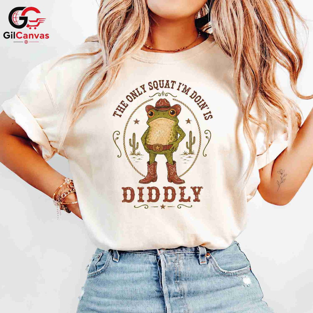 Western Cowboy Frog T-Shirt Men Women Animal Lover Country Theme Fun Tee Gift