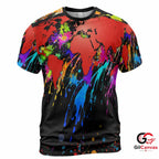 World Map Art 3D T-Shirt, Vibrant Unisex Festival Tee Gift For Summer Travels