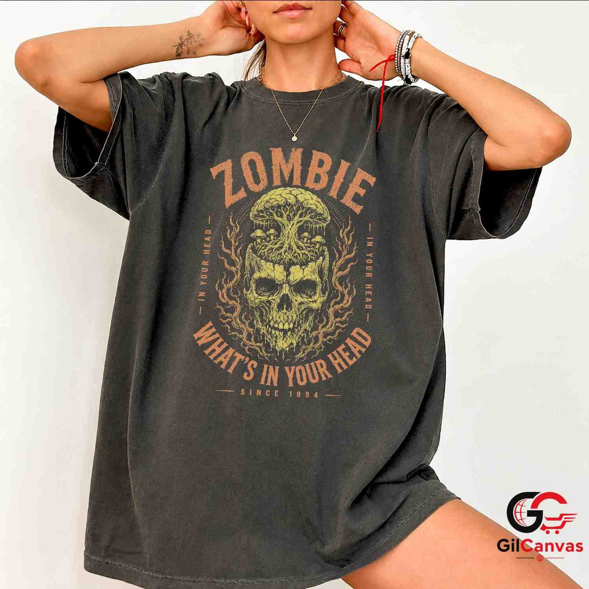 Zombie Brain Skull Tree Shirt Macabre Gothic Horror Unisex Dark Grunge Apparel
