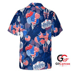 4th Of July Tee Hawaiian Shirt With Balloons Men Fun Patriotic Summer Wear