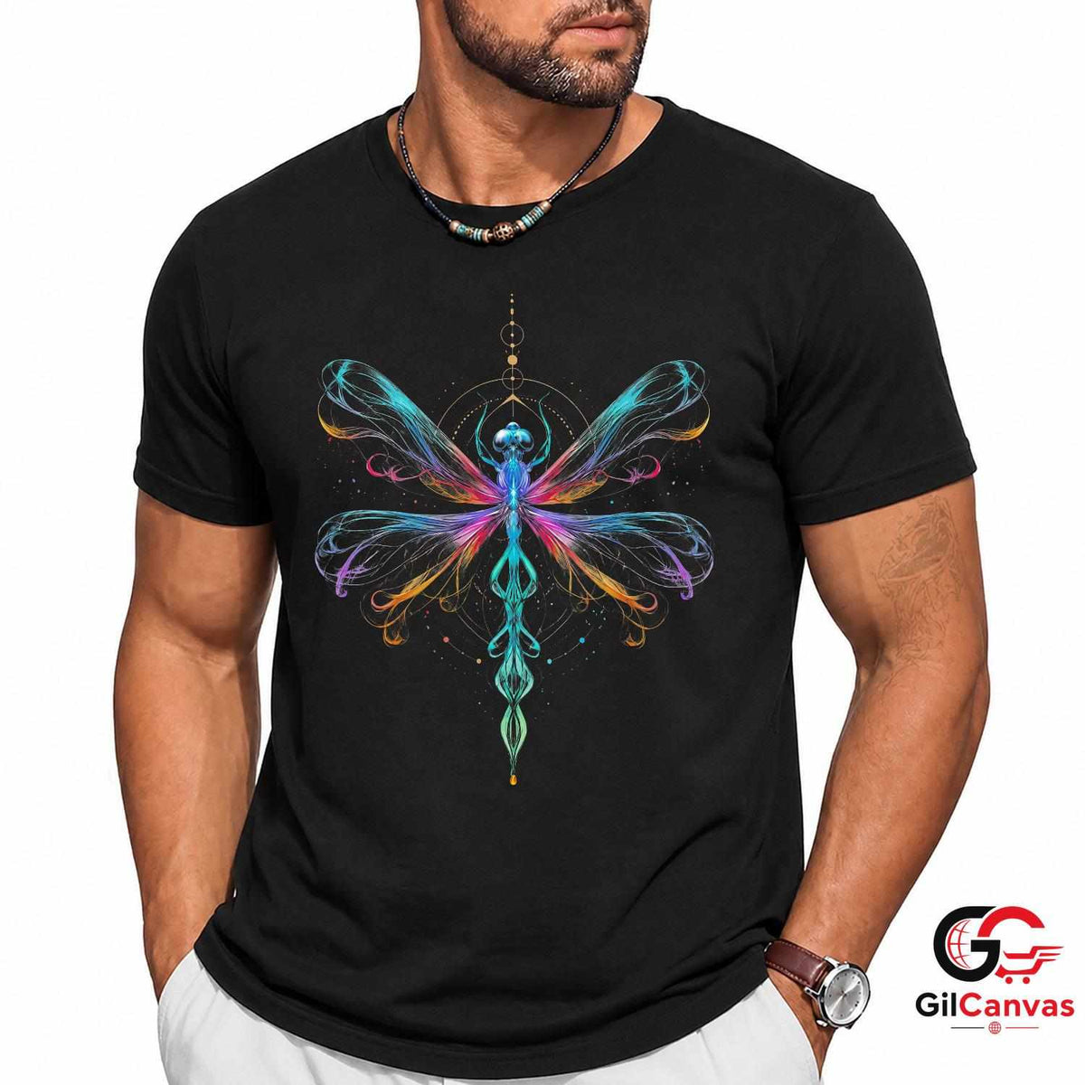 Abstract Dragonfly Nature T-Shirt Colorful Bug Lover Unisex Graphic Apparel Tee