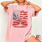 American Flag Nature Park T-Shirt Patriotic Wilderness Unisex Graphic Apparel Tee