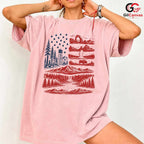 American Flag Nature Park T-Shirt Patriotic Wilderness Unisex Graphic Apparel Tee