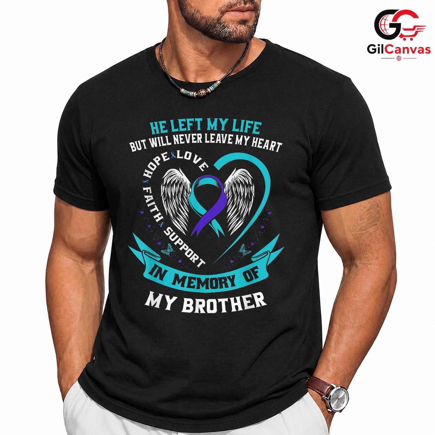 Angel Wings Heart Grieving Tee Unisex Brother Memorial Support Love Gift Tee