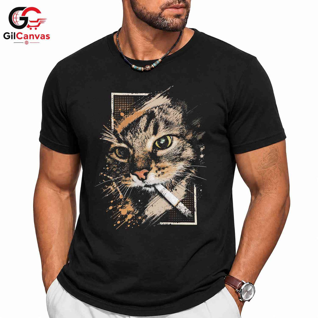 Artistic Cool Cat T-Shirt Men Women Casual Wear Feline Style Graphic Apparel