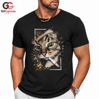 Artistic Cool Cat T-Shirt Men Women Casual Wear Feline Style Graphic Apparel
