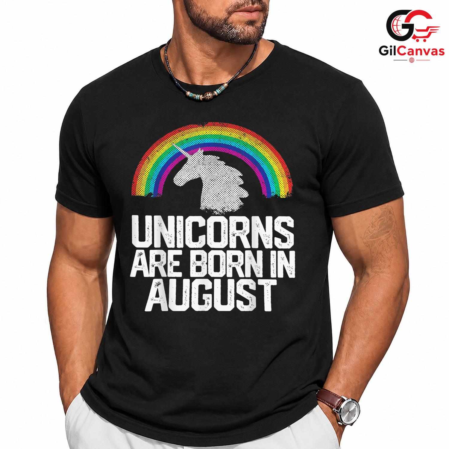 August Birthday Unicorn T-Shirt Unisex Fun Celebration Gift Kids And Teens