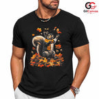 Autumn Squirrel Falling Leaf T-Shirt Unisex Cute Nature Animal Lover Fall Gift