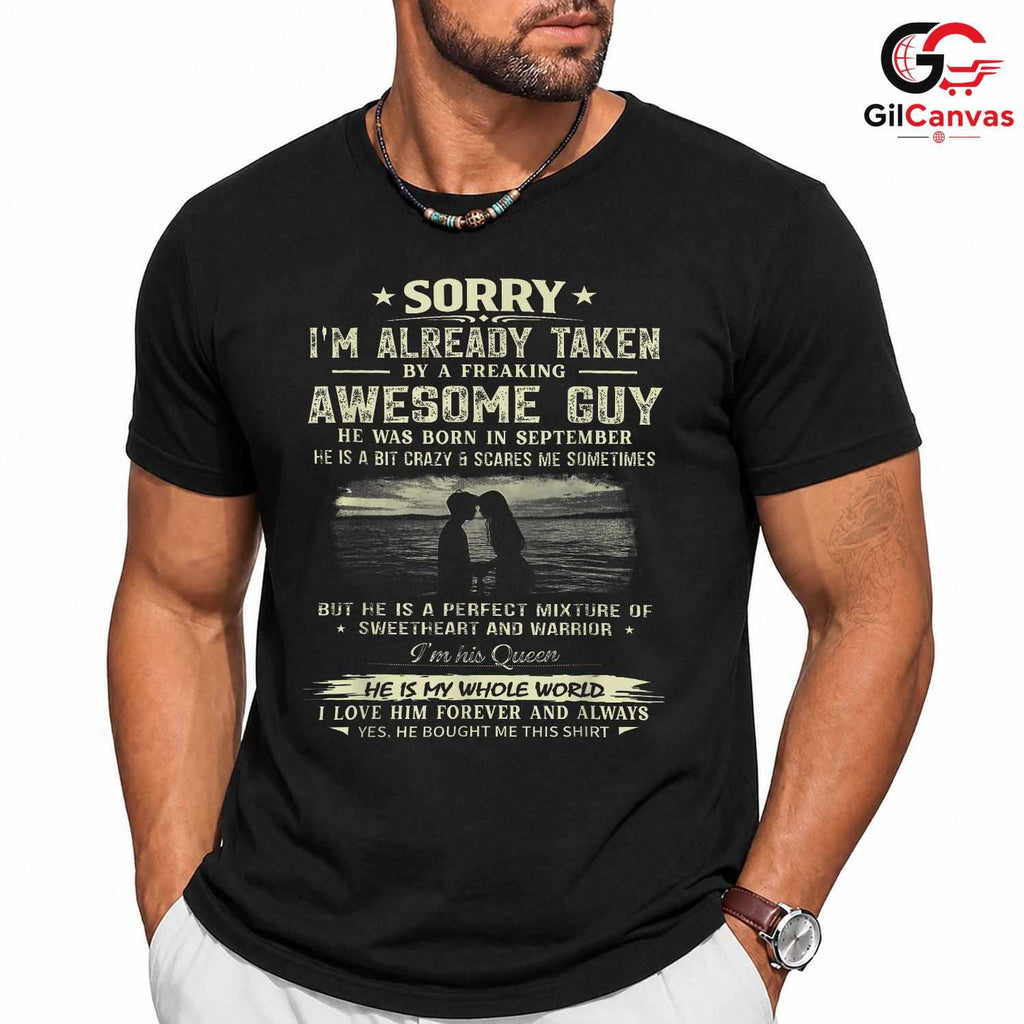 Awesome Guy September Tee Shirt Unisex Perfect Birthday Couples Gift For Him