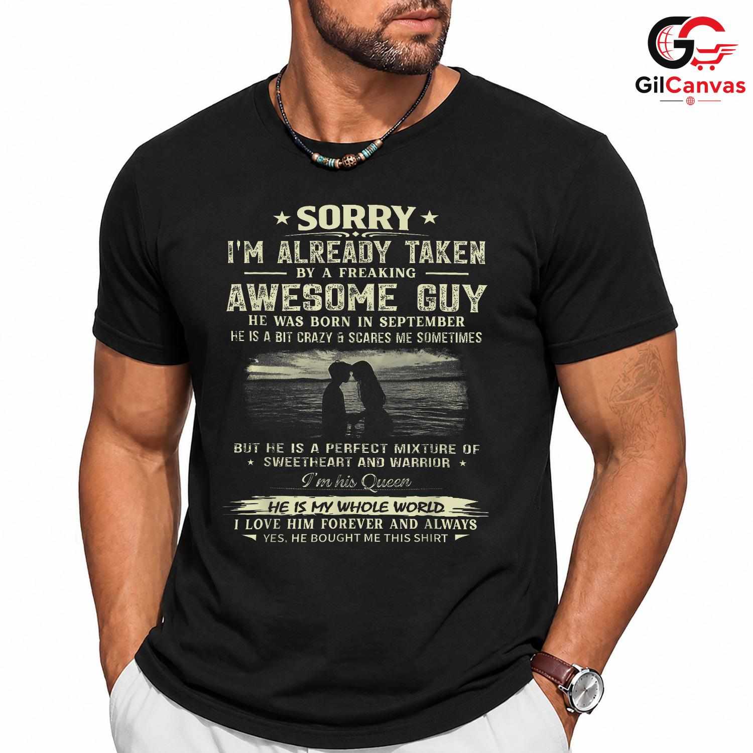 Awesome Guy September Tee Shirt Unisex Perfect Birthday Couples Gift For Him