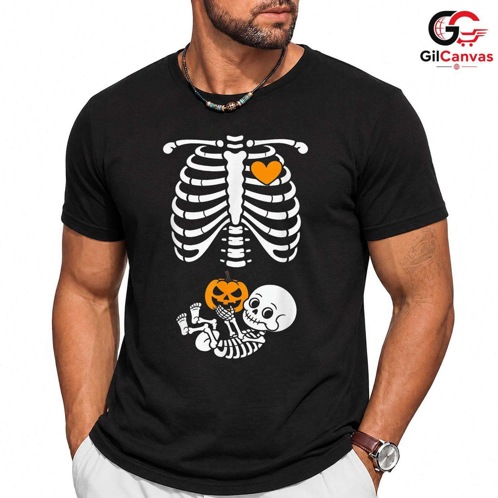 Baby Skeleton Pumpkin T-Shirt Unisex Cute Halloween Event Gift Idea For Kids