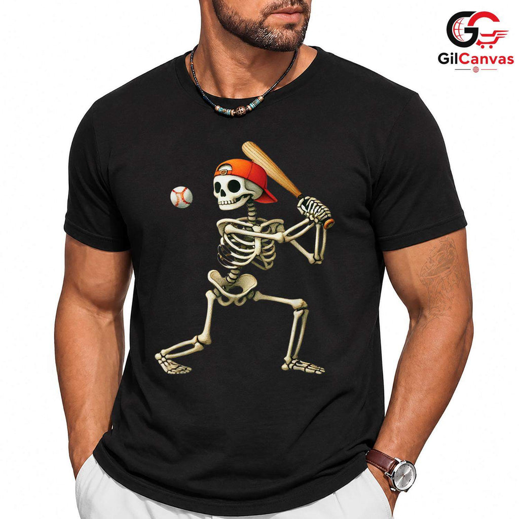 Baseball Skeleton Batter T-Shirt Unisex Funny Spooky Sports Fan Event Gift