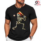 Baseball Skeleton Batter T-Shirt Unisex Funny Spooky Sports Fan Event Gift