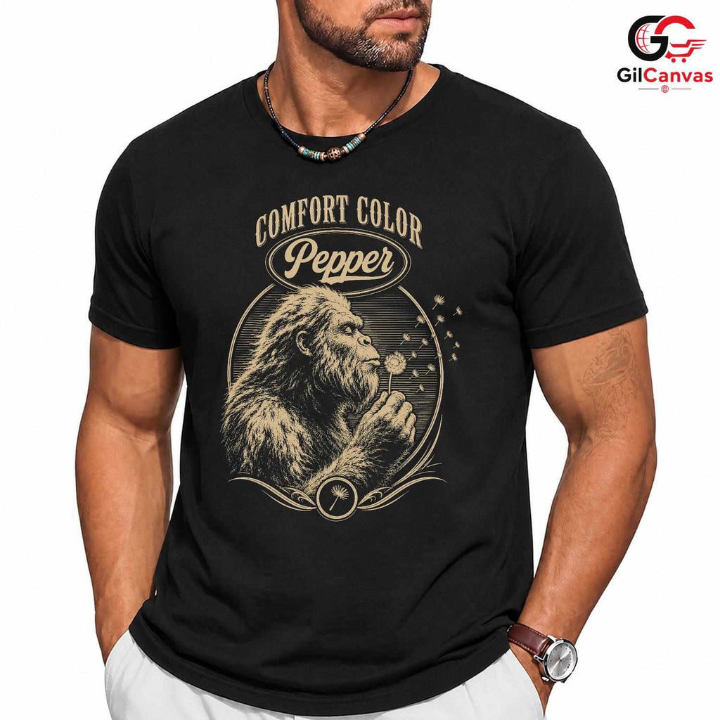 Bigfoot Dandelion Wish T-Shirt Cryptid Wilderness Art Unisex Graphic Apparel Tee