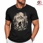Bigfoot Forest Moon T-Shirt Wilderness Halloween Unisex Mountain Graphic Tee
