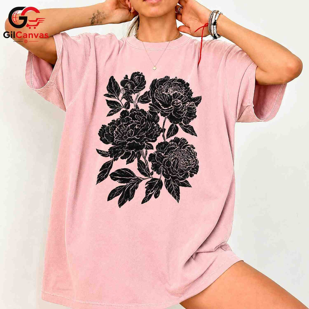 Black Floral Garden T-Shirt Unisex Fashionable Mothers Day Gift Graphic Shirt
