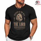 Blessed Man Lion Cross T-Shirt Christian Faith Religious Unisex Easter Gift Tee