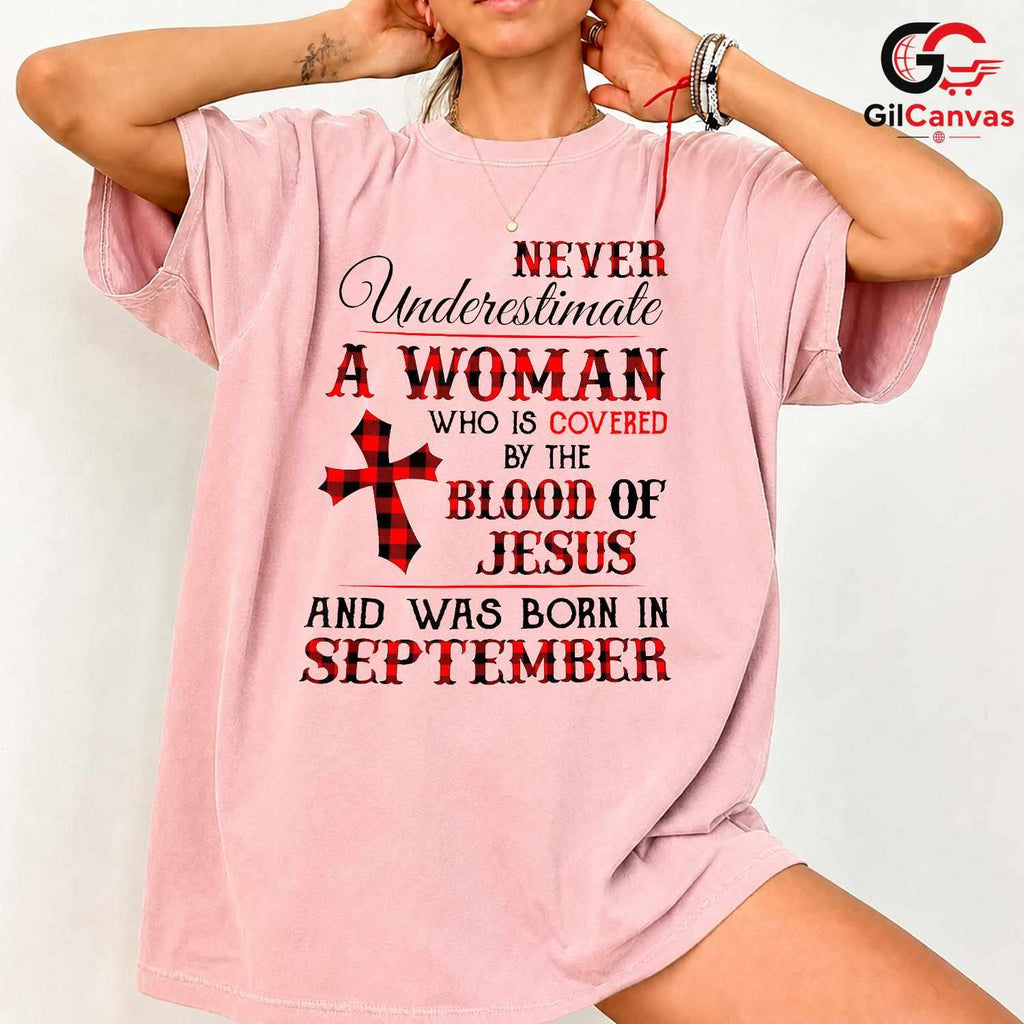 Blood Of Jesus September T-Shirt Unisex Christian Women Birthday Gift Idea