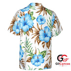 Blue Hibiscus Hawaiian Shirt For Summer Vacations Men Beachwear Apparel