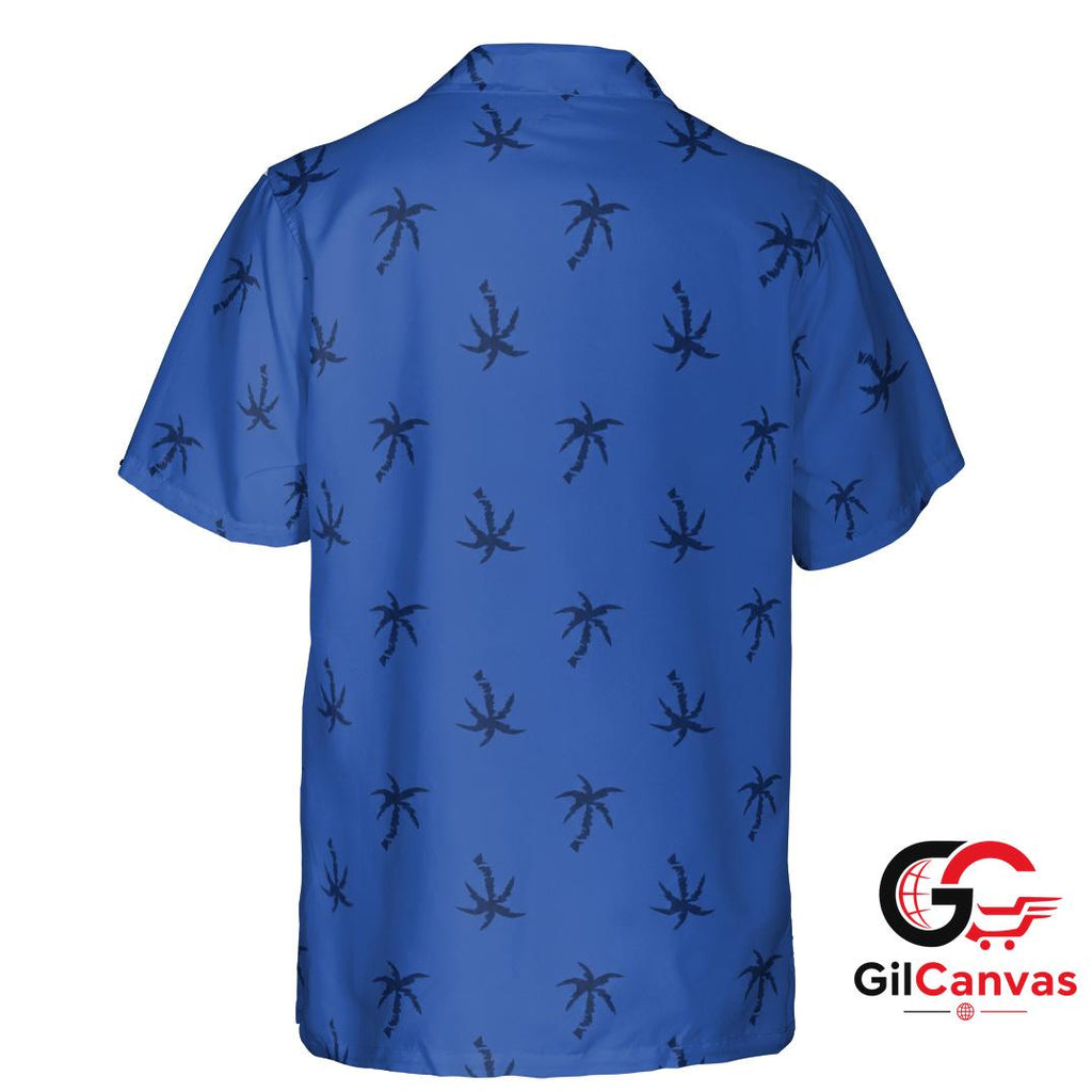 Blue Palm Tree Hawaiian Shirt Perfect For Unisex Summer Beach Vacation Casual