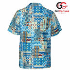 Blue Pattern Beach Shirt Men, Casual Outfit Suitable for Summer Vacation
