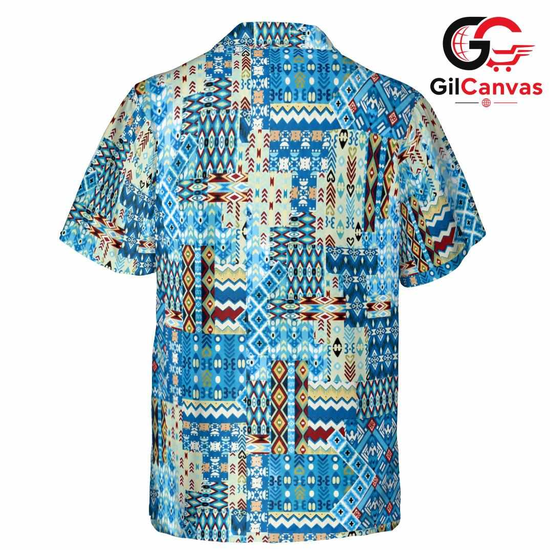 Blue Pattern Beach Shirt Men, Casual Outfit Suitable for Summer Vacation