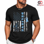 Blue Ribbon Believe Event Tee Unisex Cancer Awareness Supporter Gift Idea