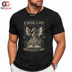Book A Day Dragon T-Shirt Fantasy Themed Lover Graphic Novelty Unisex Apparel