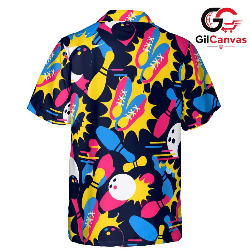 Bowling Ball Hawaiian Shirt, Casual Men Party Vibe Summer Fun Fashion Wear