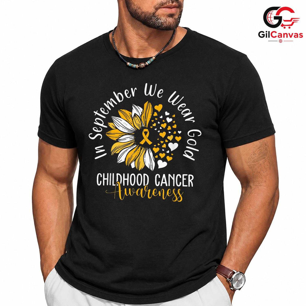 Childhood Cancer Ribbon Tee Shirt Unisex September Awareness Event Gift Kids