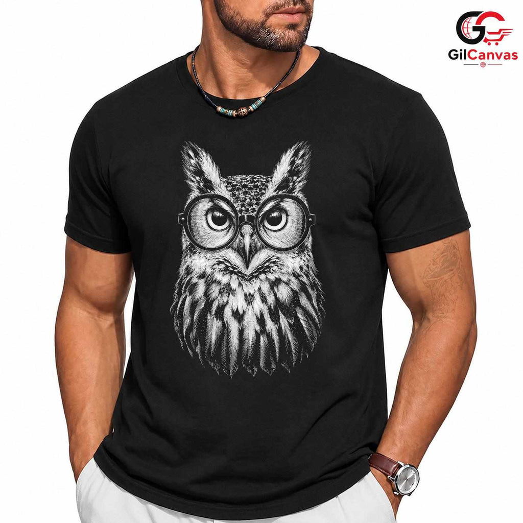 Clever Spectacled Owl T-Shirt Graduation Academic Unisex Bird Lover Gift Tee
