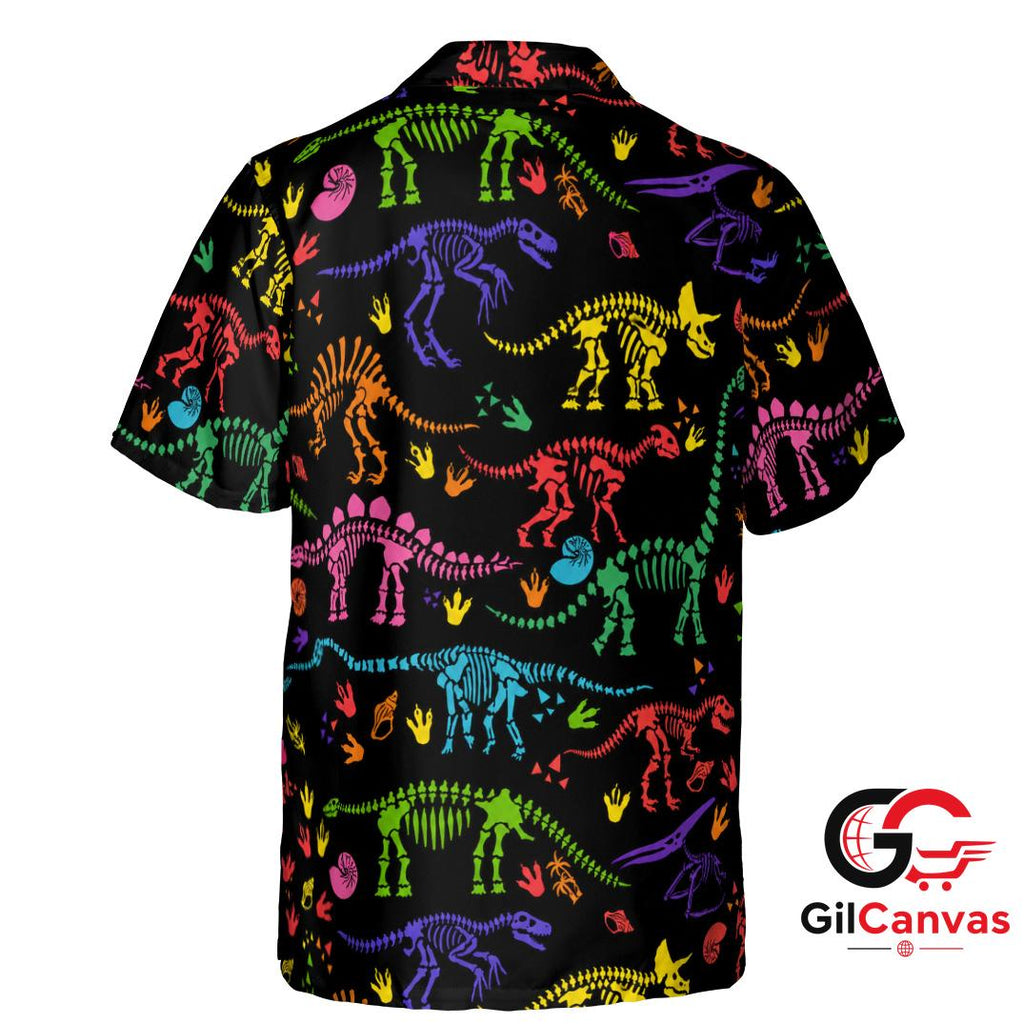 Colorful Dino Hawaiian Shirt For Summer Fun Perfect Kids Trendy Apparel