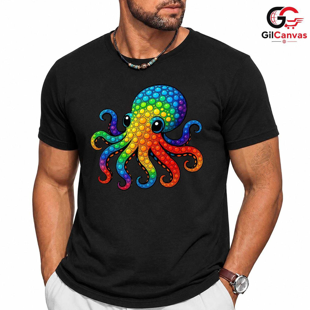 Colorful Octopus Sea Life Tee Unisex Fun Marine Creature Kids Birthday Gift
