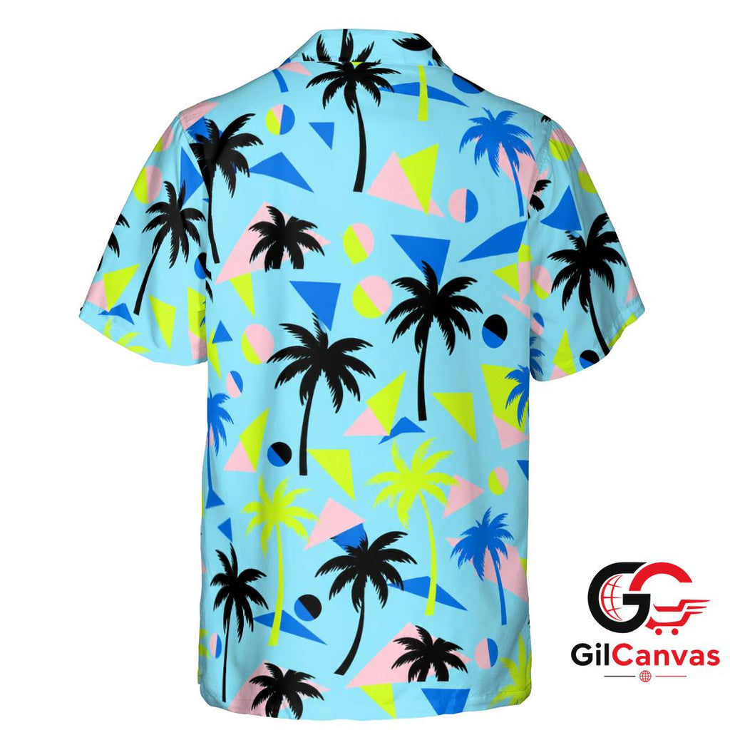 Colorful Palm Hawaiian Shirt For Beach Parties Ideal Men Summer Vibes Wear