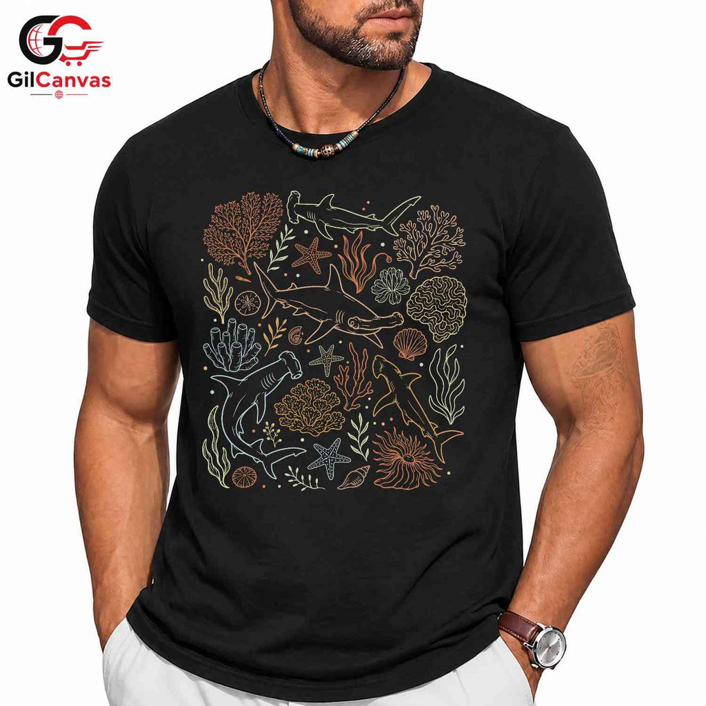 Coral Reef Shark T-Shirt Underwater Adventure Beachwear Ocean Unisex Apparel