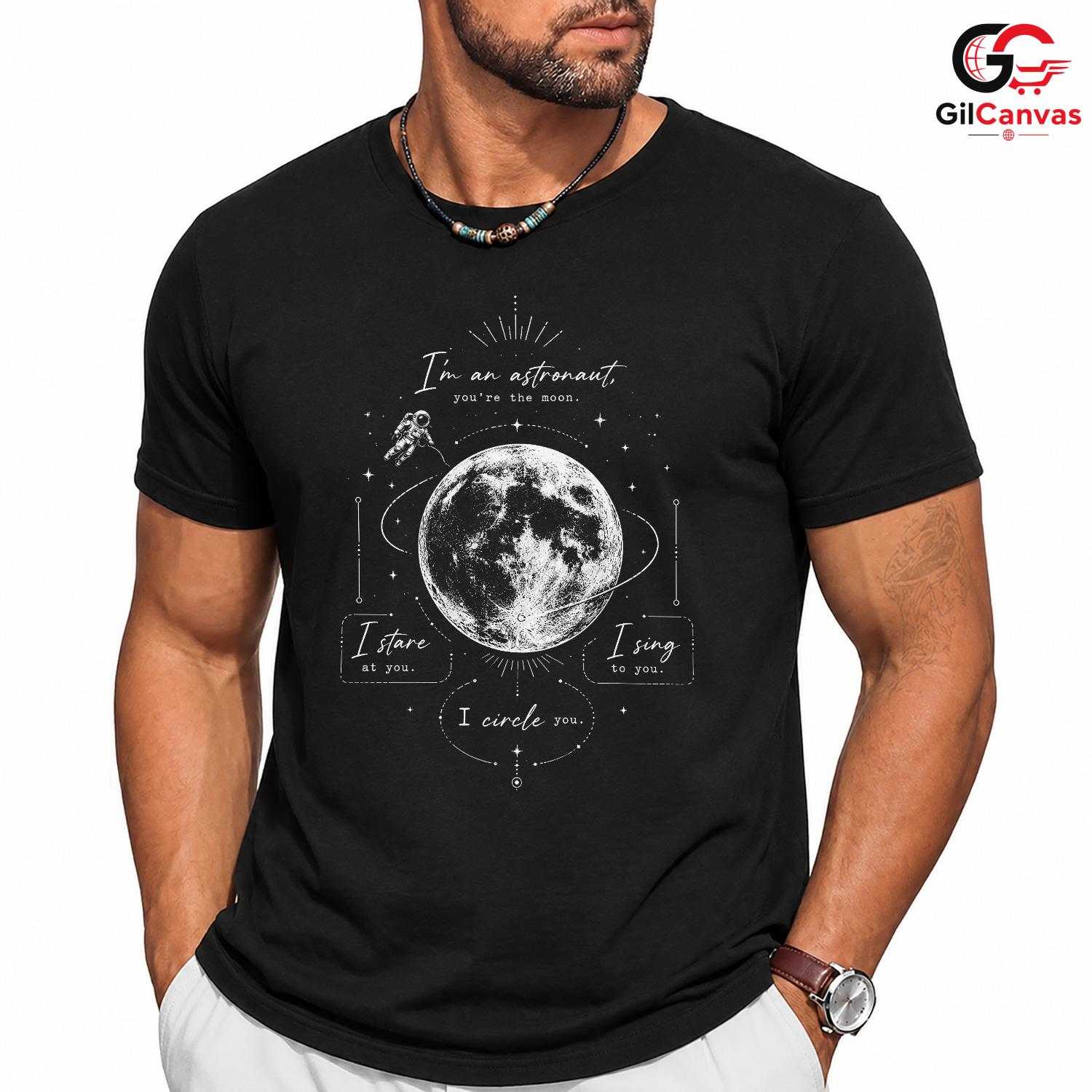 Cosmic Astronaut Love T-Shirt Celestial Space Valentine Unisex Graphic Apparel