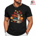 Cozy Autumn Reading T-Shirt Unisex Pumpkin Spice Fall Harvest Coffee Gift