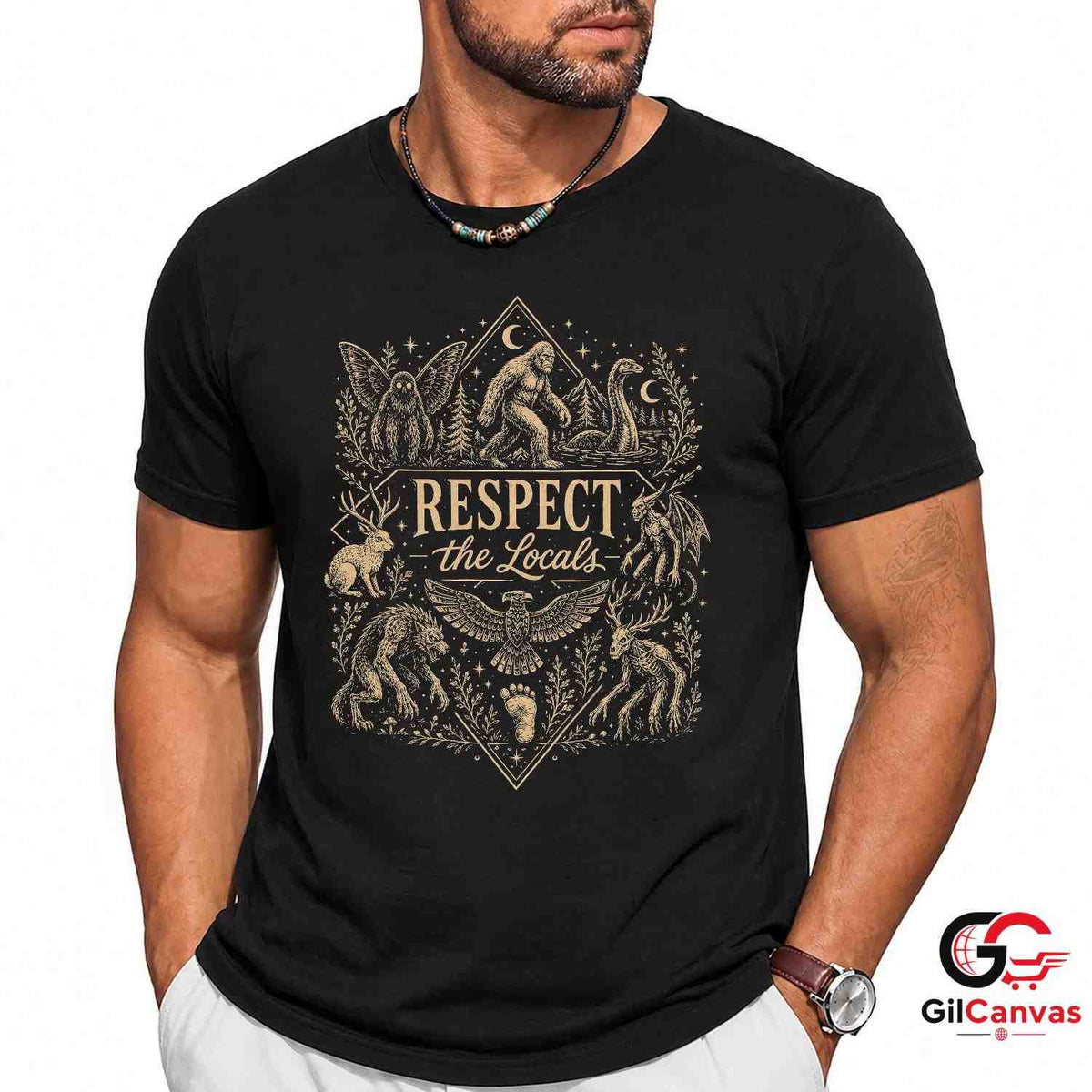 Cryptid Legend Respect Local T-Shirt Mothman Bigfoot Unisex Halloween Apparel