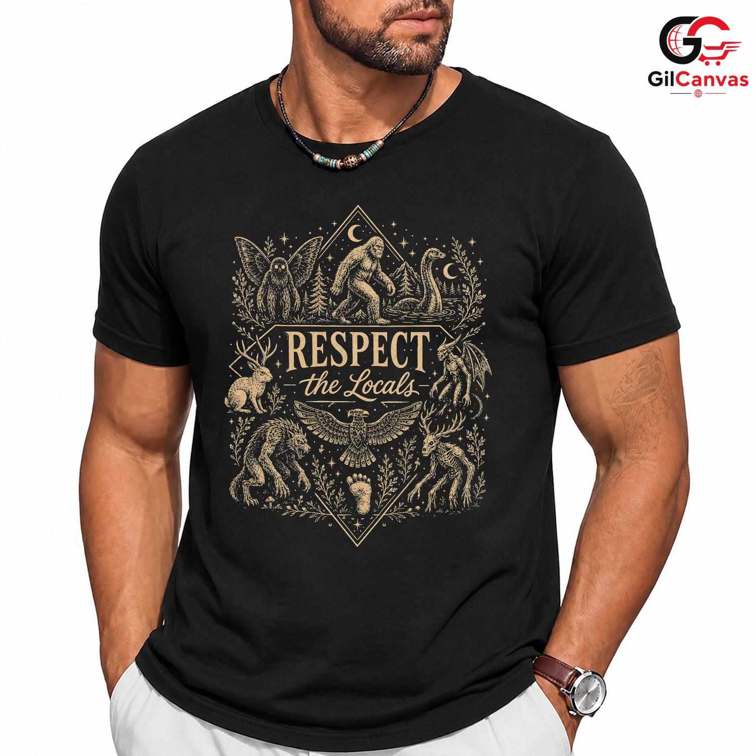 Cryptid Legend Respect Local T-Shirt Mothman Bigfoot Unisex Halloween Apparel