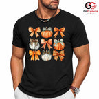 Cute Autumn Pumpkin Bow Fall T-Shirt Unisex Thanksgiving Plaid Harvest Gift