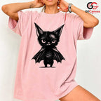 Cute Bat Cat Halloween T-Shirt Unisex Fun Spooky Pet Lover Gift Idea For Kids