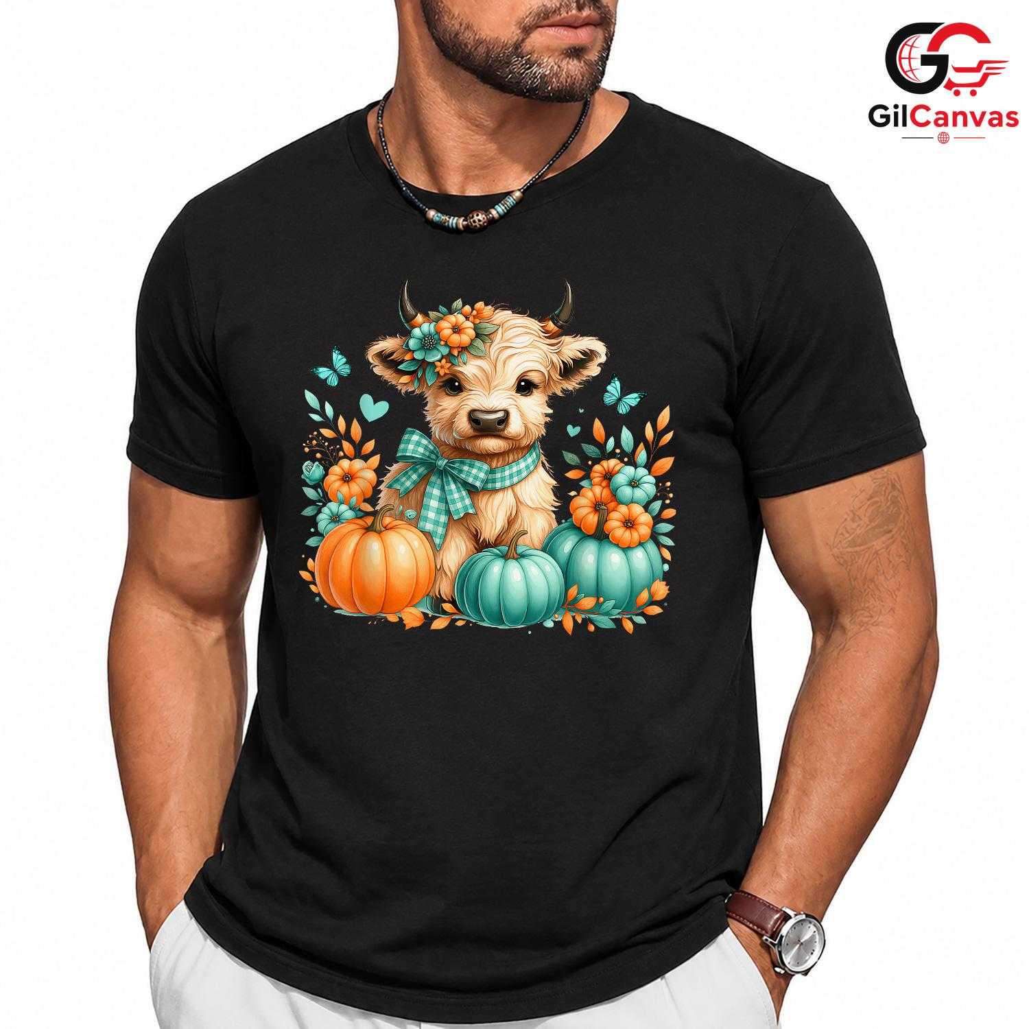 Cute Cow Fall Festival T-Shirt Unisex Autumn Harvest Party Gift Kids Adults
