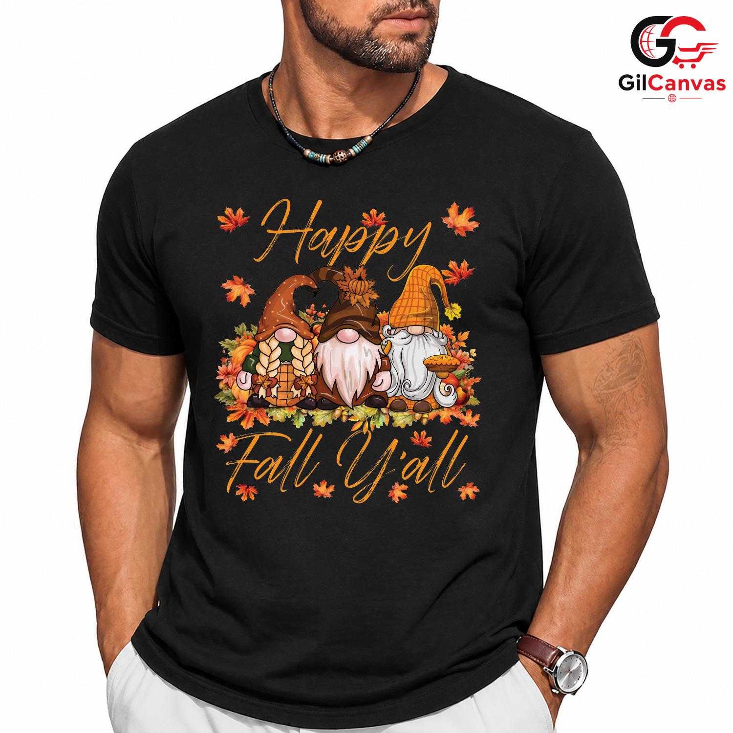 Cute Fall Gnome T-Shirt Unisex Thanksgiving Autumn Celebration Gift Adults